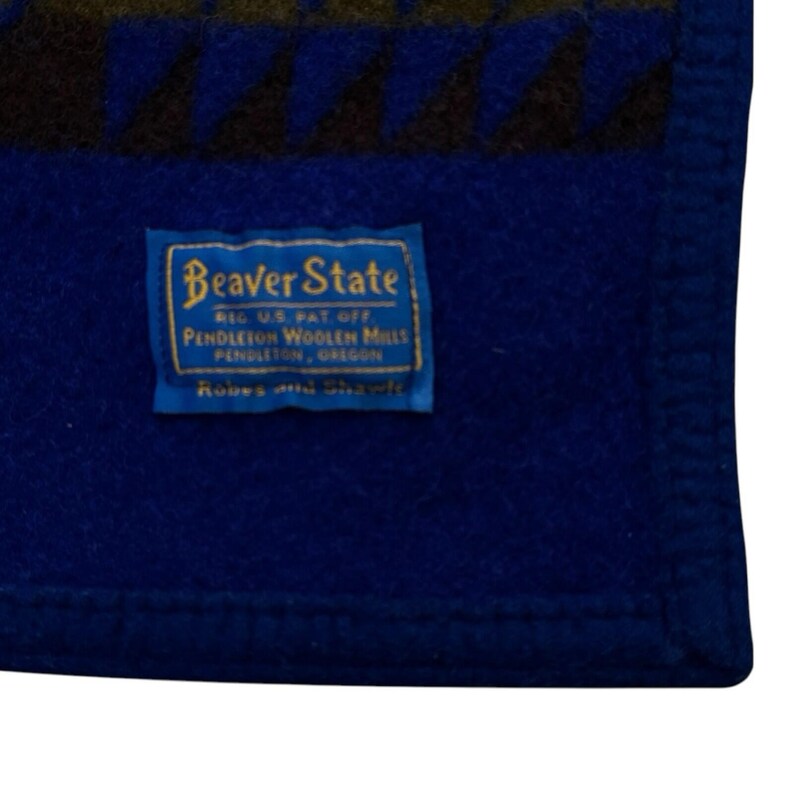 Vintage Pendleton Beaver State Chief Joseph Blanket 70x52 Cobalt Blue Wool HTF image 5