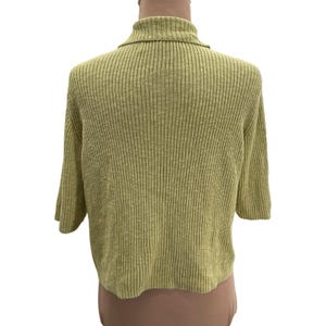 Vintage Free People Beach Ribbed Knit Linen Blend Green Button Front Top Medium image 5