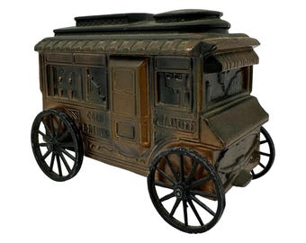 Vintage 1974 Berkshire County Savings Piggy Bank Cast Metal Promo Snack Cart