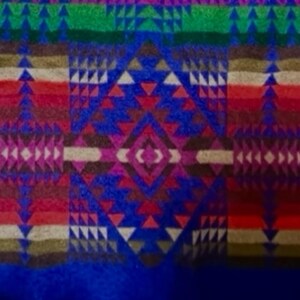Vintage Pendleton Beaver State Chief Joseph Blanket 70x52 Cobalt Blue Wool HTF image 10