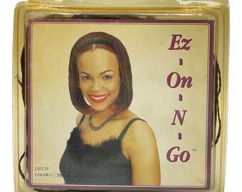 Vintage 90s Ez-On-N-Go Troika Synthetic Headband Hairpiece Drew Wig Brown