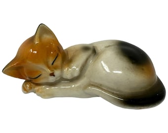Vintage 1950s Nippon Yoko Boeki Sleeping Calico Kitten Cat Japan Porcelain