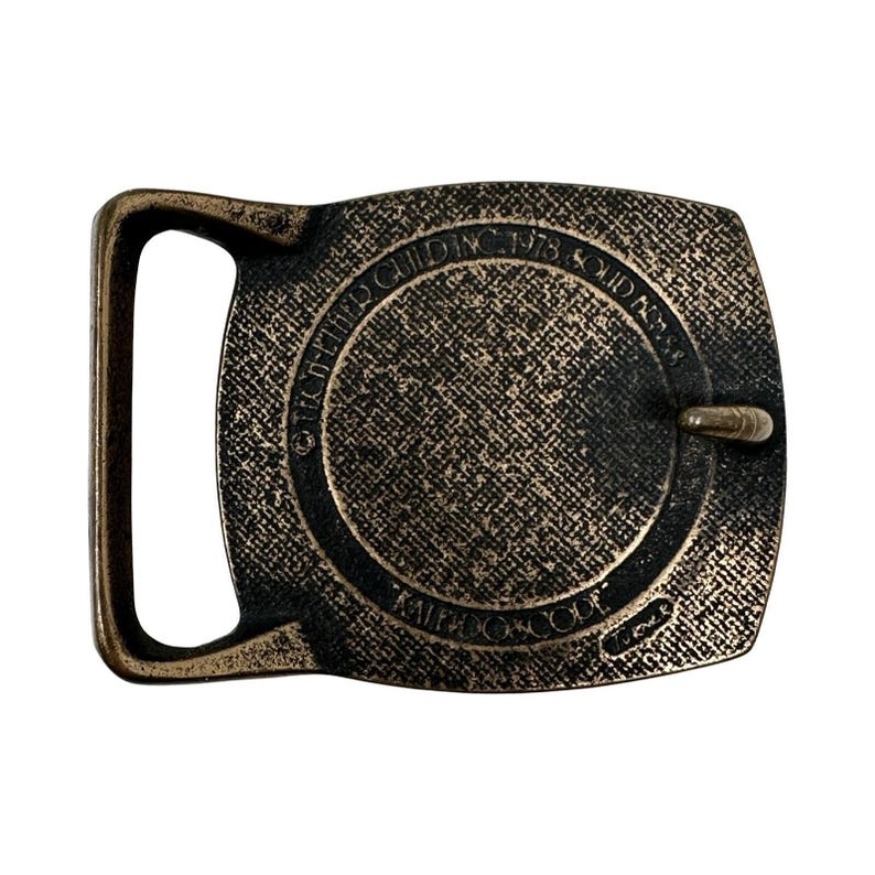 1978 Tech Ether Guild Solid Brass Kaleidoscope Inlay Belt Buckle Signed Turner image 9