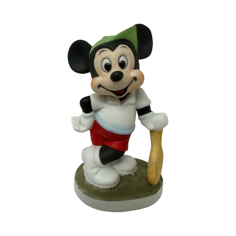 Vintage 80s Walt Disney Productions Mickey Mouse Tennis Player Ceramic Figurine image 1
