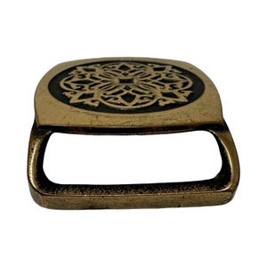 1978 Tech Ether Guild Solid Brass Kaleidoscope Inlay Belt Buckle Signed Turner image 3