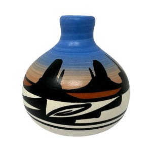 Vintage Cedar Mesa Pottery Desert Signed Native American Southwestern Ball Vase