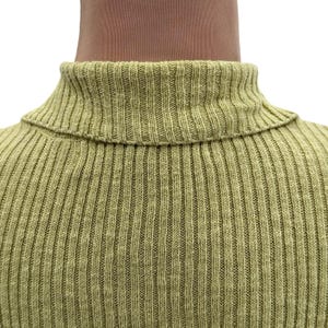Vintage Free People Beach Ribbed Knit Linen Blend Green Button Front Top Medium image 6
