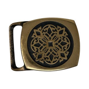 1978 Tech Ether Guild Solid Brass Kaleidoscope Inlay Belt Buckle Signed Turner image 7