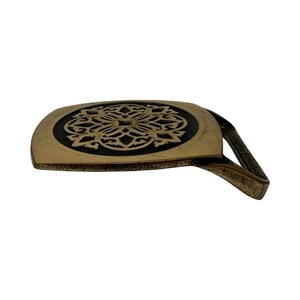 1978 Tech Ether Guild Solid Brass Kaleidoscope Inlay Belt Buckle Signed Turner image 4