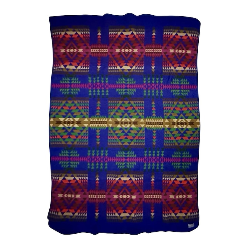Vintage Pendleton Beaver State Chief Joseph Blanket 70x52 Cobalt Blue Wool HTF image 1