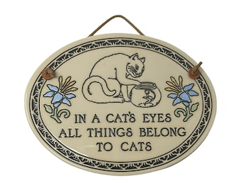 Vintage Trinity Pottery Oval Hanging Wall Plaque In A Cat's Eyes All Things USA