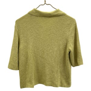 Vintage Free People Beach Ribbed Knit Linen Blend Green Button Front Top Medium image 13