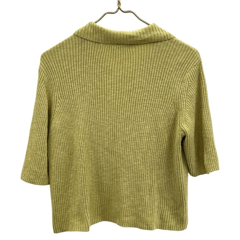 Vintage Free People Beach Ribbed Knit Linen Blend Green Button Front Top Medium image 13