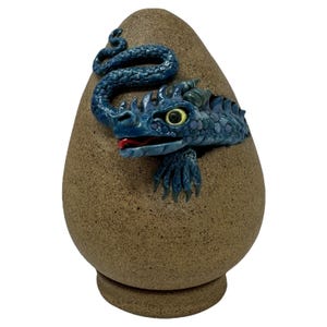 VTG Baby Ceramic Dragon Hatching Stoneware Egg Studio Pottery Handcrafted Signed