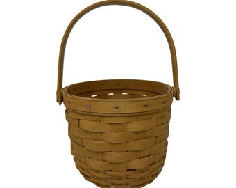 Vintage Longaberger 2000 Small Woven Fruit Basket 13005 Swinging Handle 6.5 x 5.25