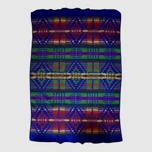 Vintage Pendleton Beaver State Chief Joseph Blanket 70x52 Cobalt Blue Wool HTF image 7