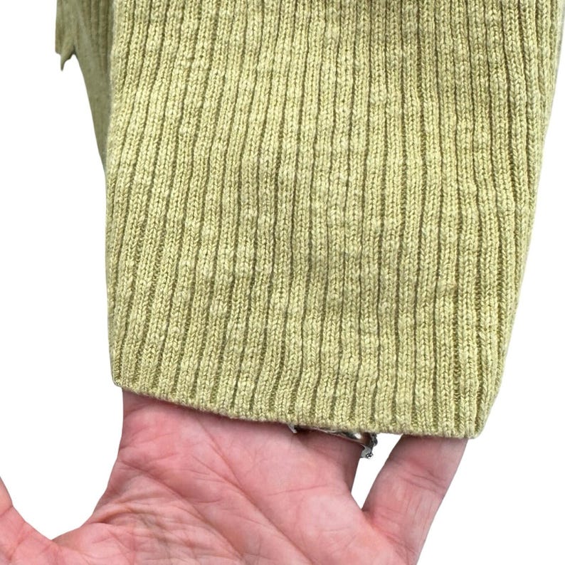 Vintage Free People Beach Ribbed Knit Linen Blend Green Button Front Top Medium image 7