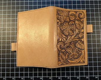 Hand-tooled leather field notes cover