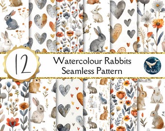 Floral Rabbit Digital Paper Pack | Easter Bunny Seamless Pattern ...