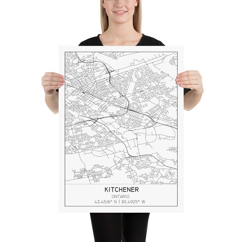 Kitchener Ontario Map Print Digital Download KW Ontario Etsy