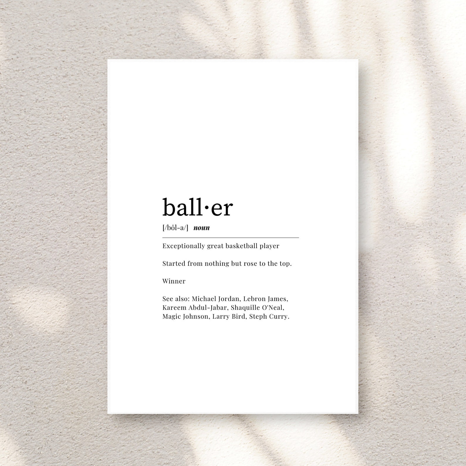 Basketball Wall Art Baller Definition Printable Digital Etsy