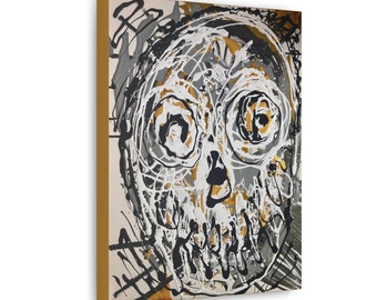 Wet Skull Abstract Art Printed on Canvas 11 × 14 or 18 By 24 Inches
