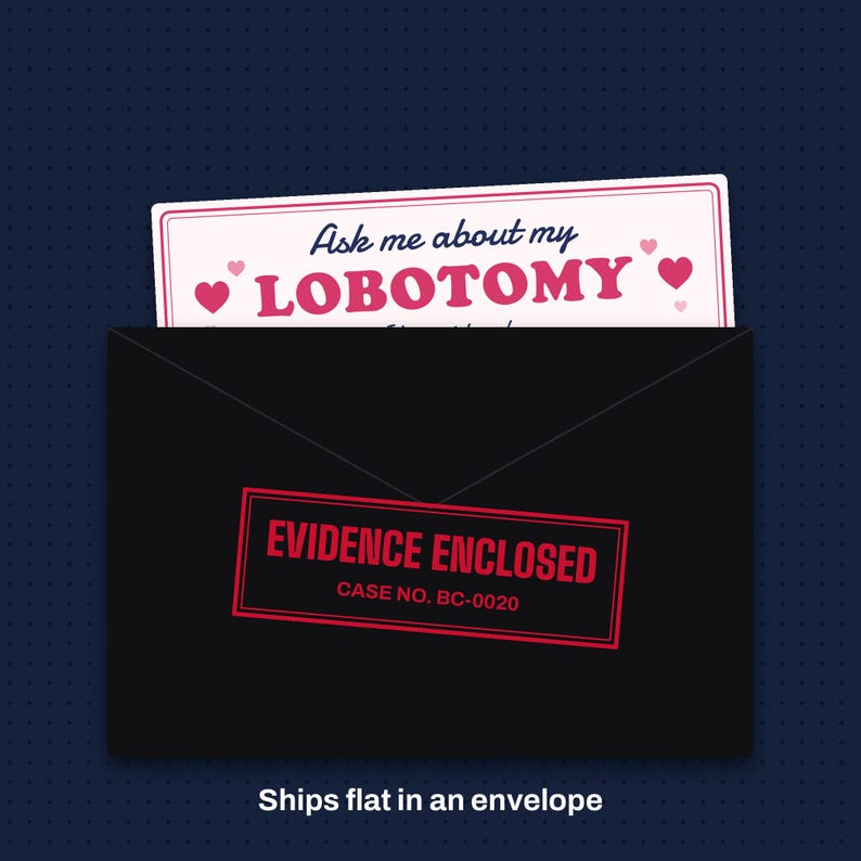 The bumper sticker ships flat in an envelope