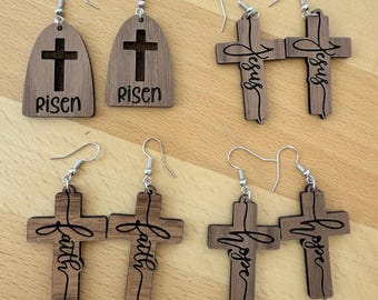 Cross - Inspirational  Wood Earrings