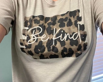 Be Kind Tee- Leopard Print T-Shirt