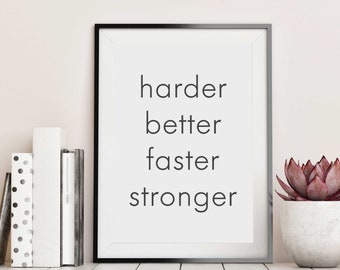 Harder Better Faster Stronger Gym Poster, Home Gym Decor, Fitness - Main Image