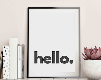 Modern Hello Print Printable Art Minimalist Typography - Etsy