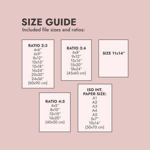 Peut inclure: Un guide des tailles pour les impressions num&eacute;riques, montrant diff&eacute;rents rapports d'aspect et les dimensions correspondantes en pouces et en centim&egrave;tres. Le guide comprend &eacute;galement les formats de papier internationaux standard en pouces et en centim&egrave;tres.