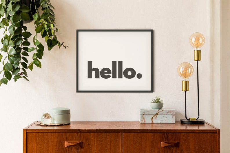 Hello Printable Wall Art Modern Minimalistic Quote Print | Etsy