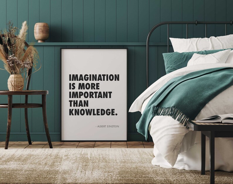 La imaginación es más importante que el conocimiento Cita de Albert Einstein Impresión descargable Póster imprimible en blanco y negro Arte de pared Citas famosas imagen 5