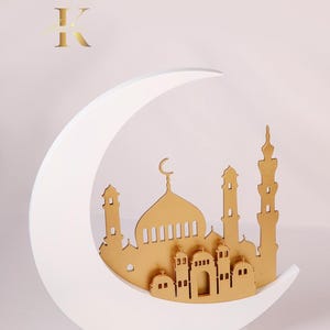 Handmade Wooden Ramadan Crescent Table Stand