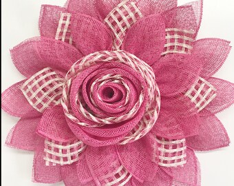 Hot Pink Rose Wreath, Rose Decor, Front Door Decor,Poly Burlap Wreath, Door Hanger, Spring Wreath