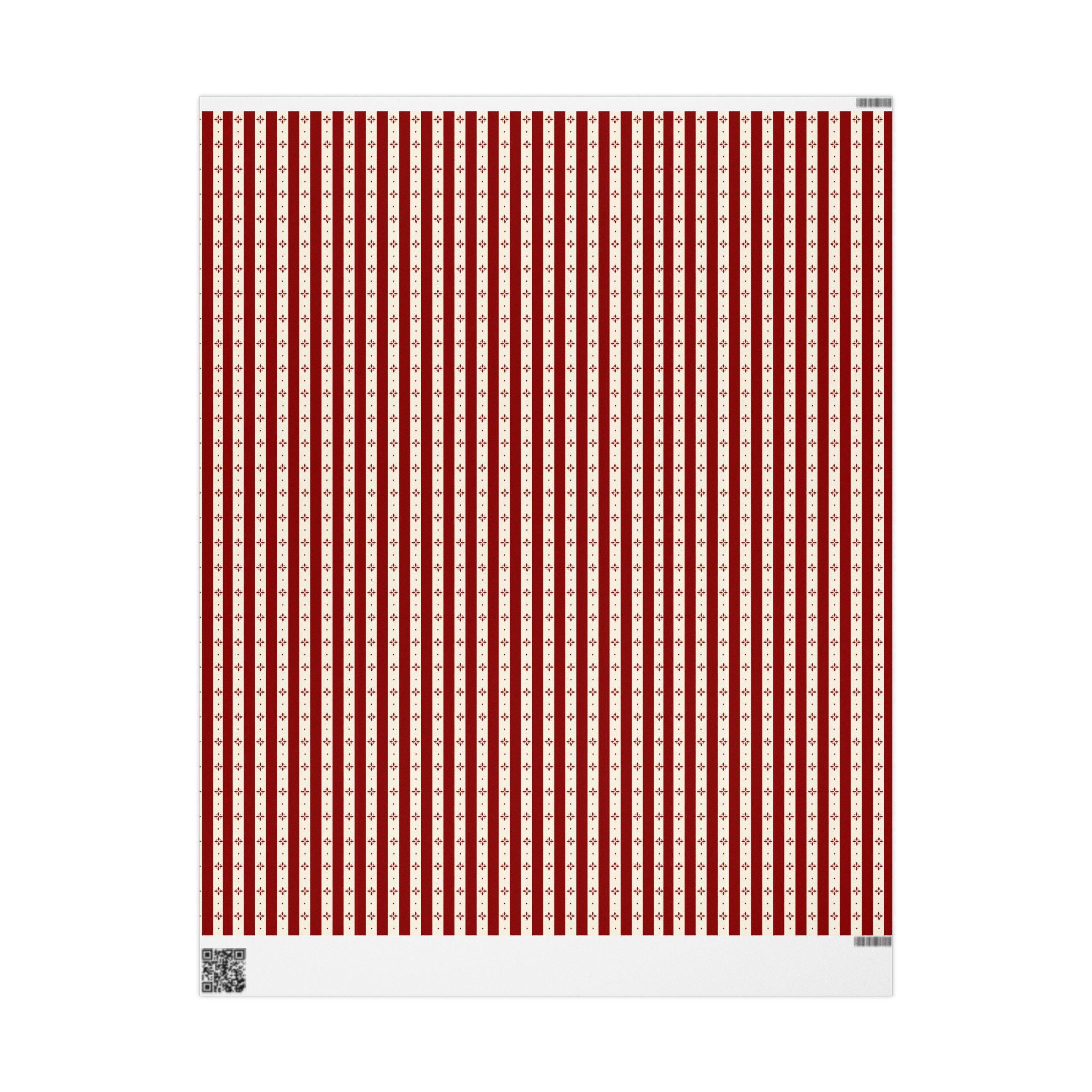 Strippy Rapping Paper Vintage Red Floral Striped Wrapping Paper | Chic and Elegant Gift Wrap ...