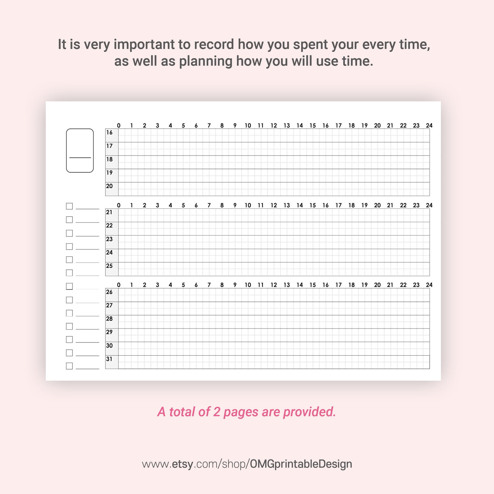 Daily Recording Timetable daily routine printable time | Etsy