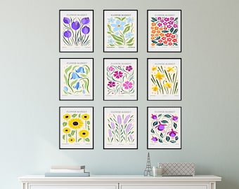 Flower Market Gallery Wall Art Prints: Boho Dorm Decor (Digital Download)