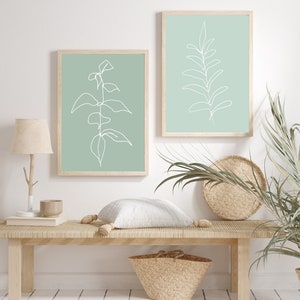 Sage Green Color Boho Wall Art Set of 2 Prints Digital Download Art Prints for a Relaxed Casual Style