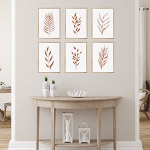 Terracotta Wall Art Coastal Botanicals Set of 6 Prints Digital Wall Art Coastal Grandmother Style Gallery Wall Art Traditional Room Decor