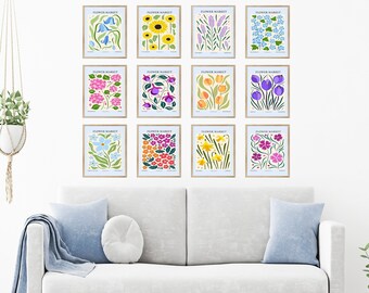 Flower Market Gallery Wall Art Prints: Boho Dorm Decor (Digital Download)