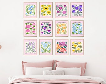 Flower Market Prints: Pink Floral Art, Dorm Decor (Digital Download)