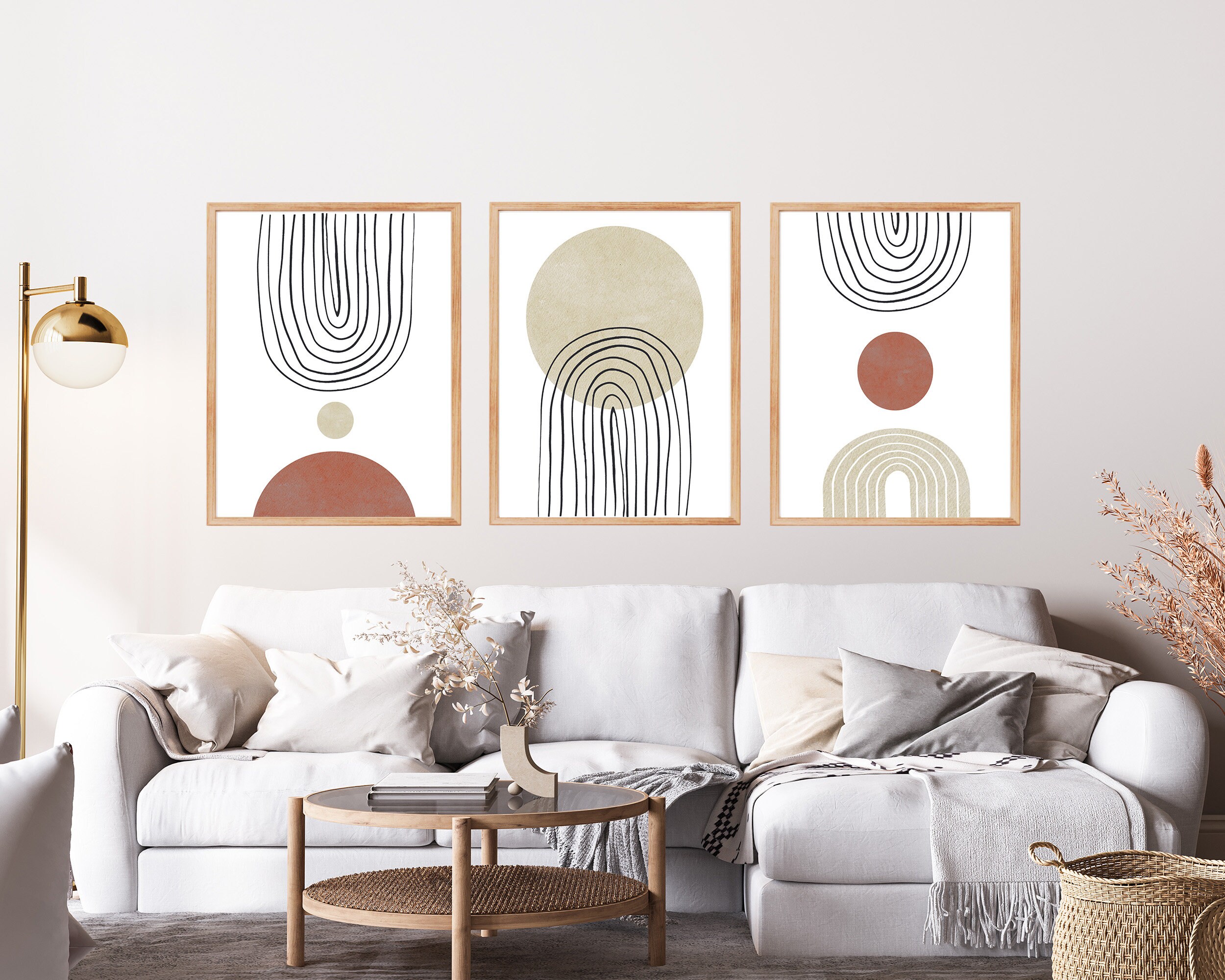 Mid Century Modern Abstract Art Prints: Minimalist Set of 3 (digital ...