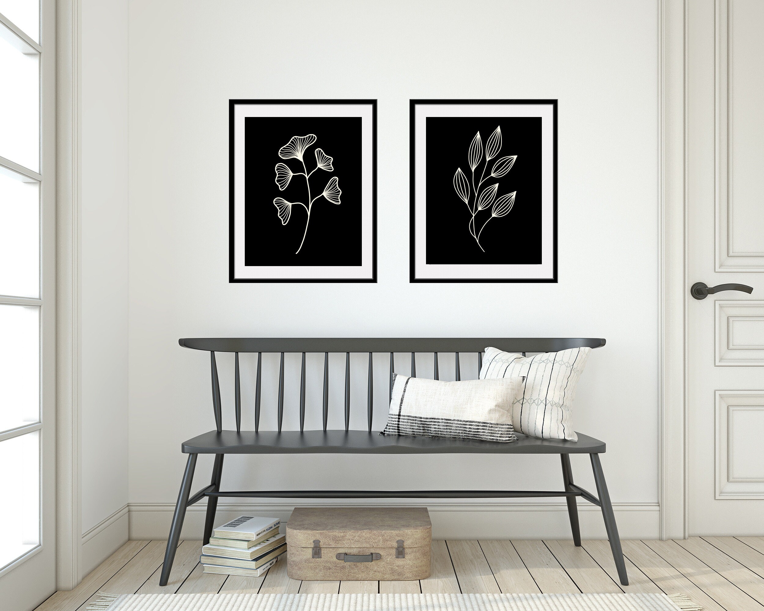 Modern Farmhouse Wall Art Set of 2 Prints Digital Download Art Black