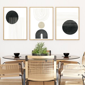 Minimalist Art Prints Mid Century Modern Abstract Art Set of 3 Prints Japandi Style 3 Piece Set Digital Download Art Printable Wall Art