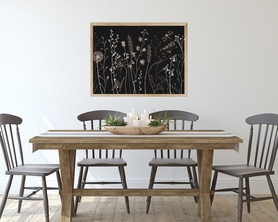Dark Cottagecore Wildflower Print: Moody Botanical Wall Art (digital ...