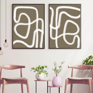 Abstract Olive Green Art Prints: Modern Wall Decor (Set of 2) (Digital Download)
