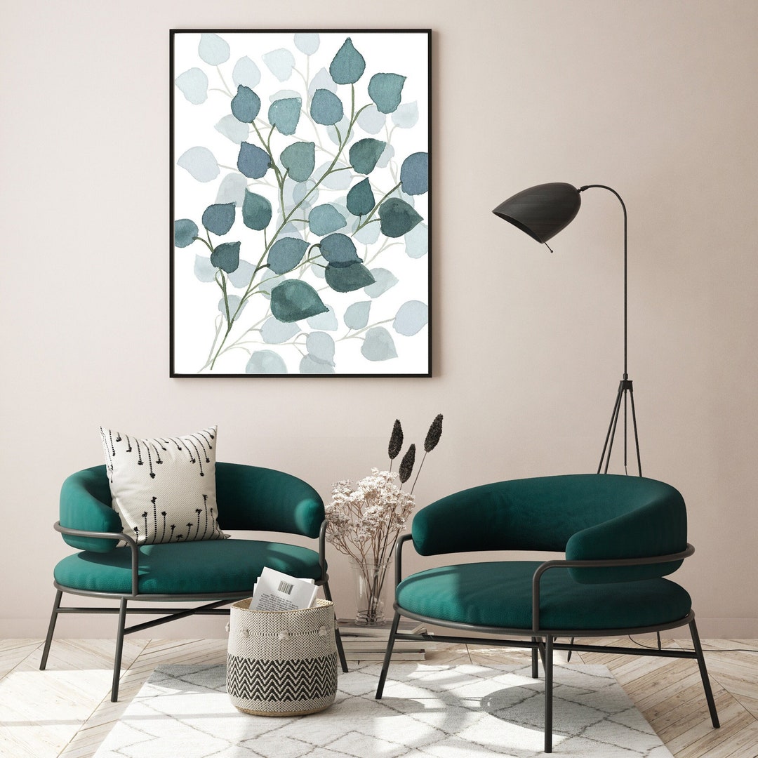 Teal Watercolor Botanical Art Print Boho Wall Decor Printable Wall Art ...