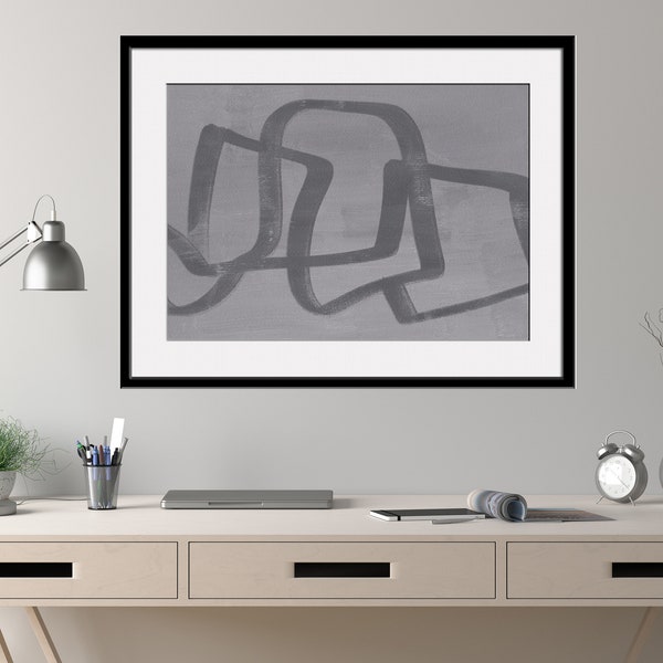 Modern Industrial Wall Art Gray Abstract Print Minimalist or Industrial Style Room Decor Printable Wall Art